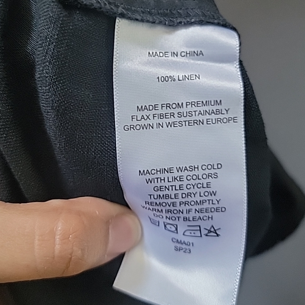Quince Women's 100% European Linen Straight Leg Pants Black Size S Pockets - Picture 6 of 6
